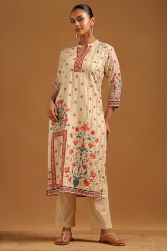 Soch Womens Cream Mul Chanderi Floral Salwar Suit With Hand Embroidery and Bead Details