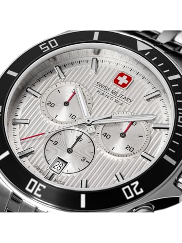 Swiss Military Hanowa Flagship Heritage Chrono | Silver Analog Dial | Chronograph Function | Date Display | Silver Stainless Steel Strap | Swiss Made Quartz Watch - SMWGI0007602