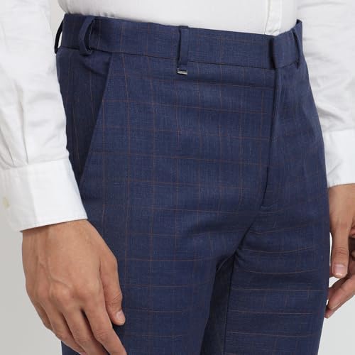 Raymond Contemporary Fit Dark Blue Trouser for Men