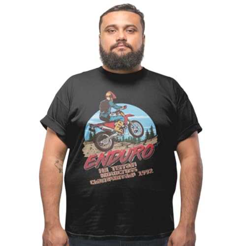 Jabro Plus Size Round Neck Cotton T-Shirt for Men & Teenage Boys with Enduro Motocross Motorcycle Bike Text Quote Graphic Print in Sizes 4XL(50in) 5XL(52in) 6XL(56in) 7XL(60in) Black