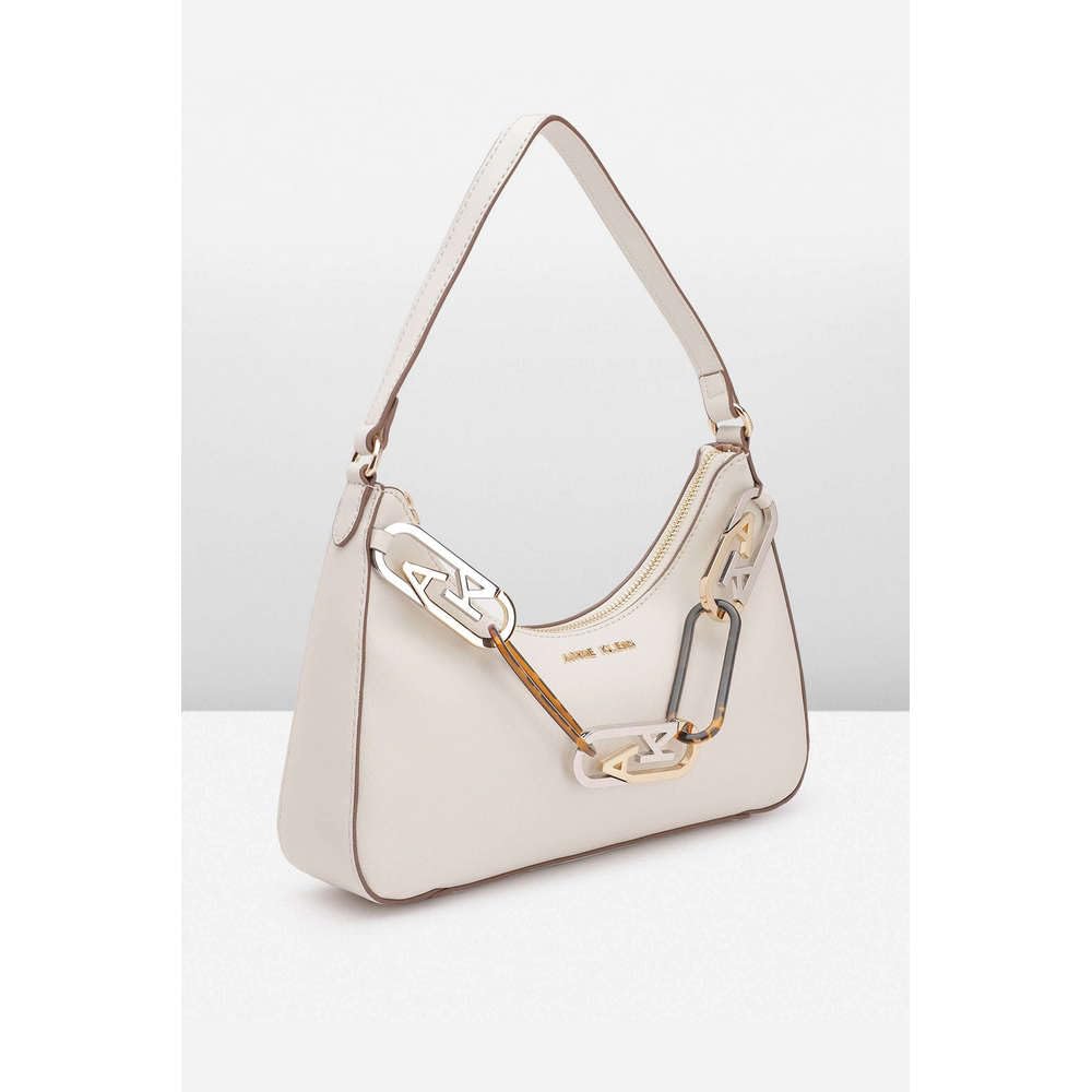 Anne Klein Faux Leather Zipper Closure Women's Shoulder Bag (Grey, XL)