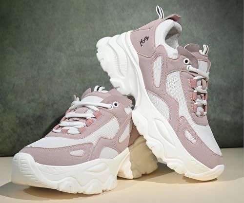 LOUIS STITCH Women’s Sneakers Pink| Comfortable Lightweight Walking Shoes | Stylish Casual Lace-Up Trainers for Daily Wea| LSLD-SNK-01-PK | (UK-3)