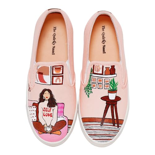 THE QUIRKY NAARI Handpainted Self Love Slipons to Show The World Your Love For Yourself | 7 UK