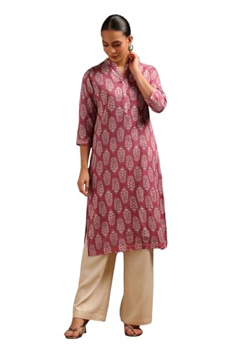 Soch Womens Onion Pink Cotton Botanical Kurta