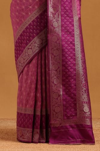 Soch Womens Purple Silk Blend Ethnic Motifs Zari Woven Saree