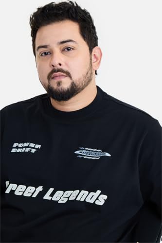 SNITCH Men's Plus Size T-Shirt | Street Legends Graphic Printed Streetwear Style | 100% Cotton Crew Neck & Short Sleeve Regular Fit Plus Size Men's Clothing for Urban Fashion Black