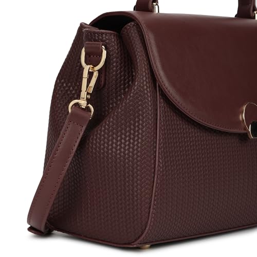 Fastrack Twine Charm Satchel | Faux-Leather Women’s Satchel | Dual Compartments with Centre Zip Pocket, External Quick-Access Zipper, Gold-Accent Flap & Adjustable Strap