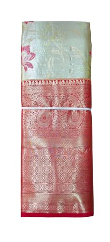 VFCollections Women's Traditional Handloom Kanchipuram Silk Pure Pattu Sarees | Rich Zari Woven Design | Bridal Saree | Unstitched Blouse (VFC724-4)