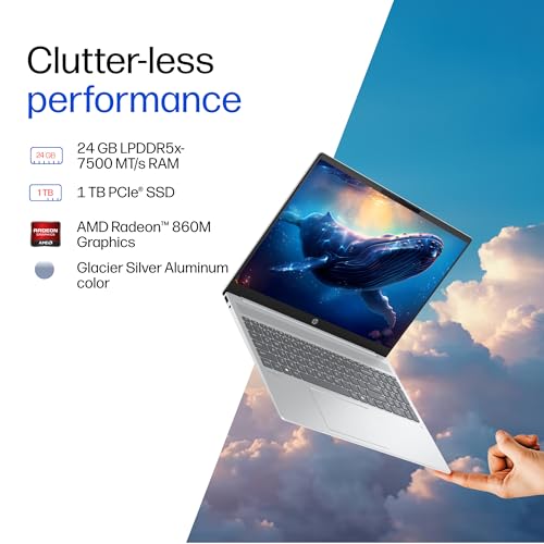 HP Omnibook 5 (Previously Pavilion), AMD Ryzen AI 7 350 (24GB LPDDR5x, 1TB SSD), 2k (1920 x 1200),Touch, Anti-Glare,16''/40.6cm, Win11, M365* Office24, Silver, 1.79kg, ag1087au, BL, Next Gen AI Laptop