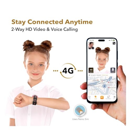 imoo Watch Phone Z1, 4G Smart Watch for Kids with Real-Time HD Video & Phone Call, Smart Watch for Girls with Real-Time GPS Location, Smartwatch for Boys with IPX8 Water Resistance (Pink)