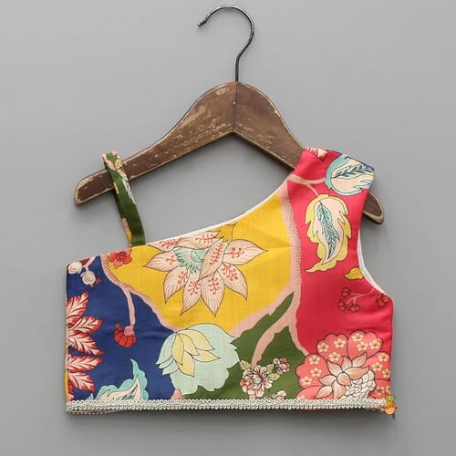 SHV DESIGNER Traditional Girls Floral Print Lehenga Choli Set | Multicolor Rayon Slub Ethnic Wear for Kids Baby-2005 Multicolor-3-4 Y