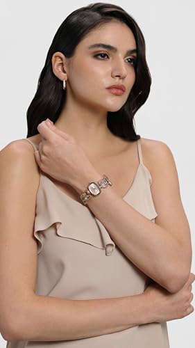 Titan Raga Facets Quartz Analog Pink Dial Rose Gold Stainless Steel Strap Watch for Women - NT95118WM02