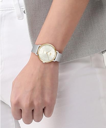 Lacoste Crocorigin Qtz Basic Slim Silver Round Dial Women's Watch- 2001472