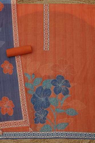 Soch Womens Rust Chanderi Floral Dress Material With Sequins