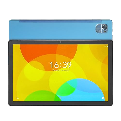 Vikye 10.1 Inch 2-in-1 Tablet with Keyboard and Earphone, 12GB RAM 256GB ROM Octa Core, 12MP 24MP Camera, US Plug (Blue)