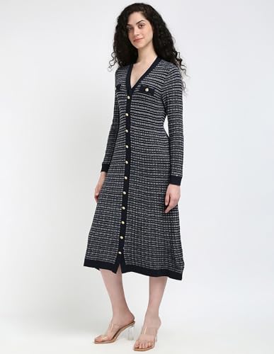 Tommy Hilfiger Women's Wool Blend A-Line Ankle Length Casual Dress (F24HWDR078 White