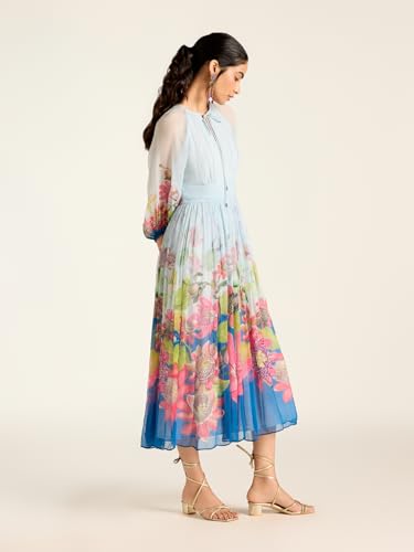 Label RITU KUMAR Blue Miley Full Sleeves Long Dress