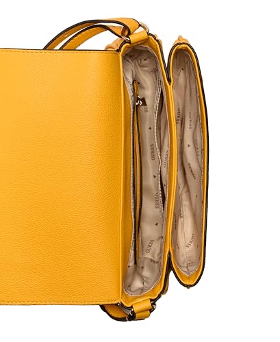 GUESS Women Gold Textured Adjustable Shoulder Strap Crossbody Bag