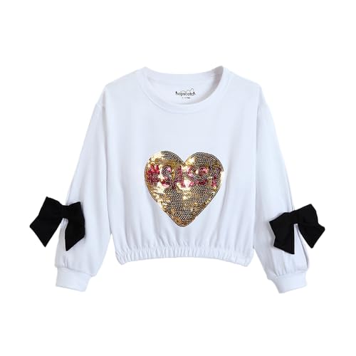 Hopscotch Girls White Full Sleeves Sequin Embellished Sweatshirt for Age (4-5 Years)
