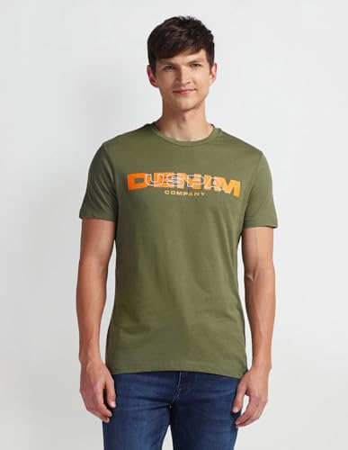 U.S. POLO ASSN. Mens Solid Half Sleeve Brand Carrier Round Neck T-Shirts (UDTSHS0897_Olive_L)
