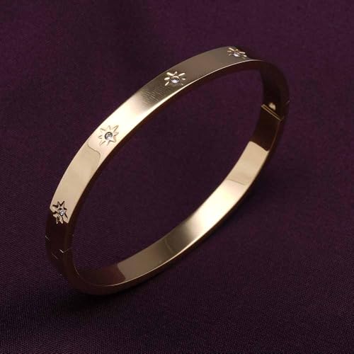 PALMONAS Floral Diamonds Bangle Bracelet for Women - Gift for Girls & Women | Waterproof & Anti-Tarnish Bangle Bracelet