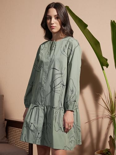 Vishudh Women Sleeveless Round Neck Dress VVa1000067 Green XL