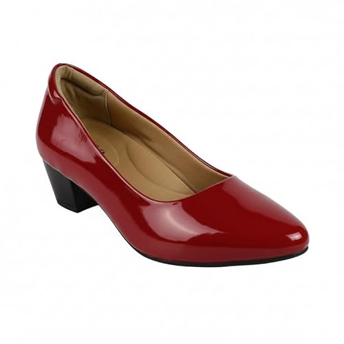 tresmode NOVO Wine Women's Block Heel Pumps in Size 7 UK / 40 EU