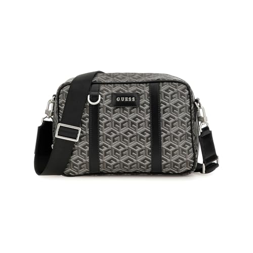 GUESS Men Grey Printed Crossbody Bag with Zip Closure