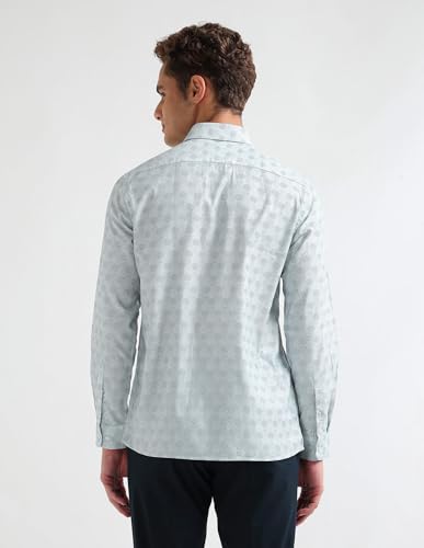 Arrow Newyork Men's Manhtattan Slim Fit Geometric Printed Shirt (ANAKSH1057_Blue_38)