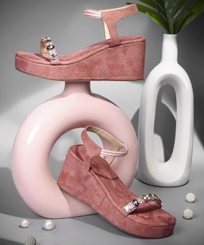 JM LOOKS Glamorous Wedge Platform Sandals Adorned with Sparkling Jewels