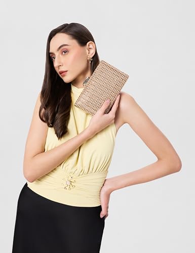 Mochi Womens Synthetic Antic Gold Clutch (One Size)