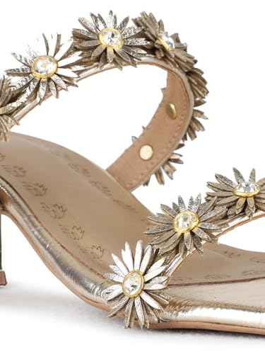 Inc.5 Womens Golden Ethnic Embellished Pattern Round Toe Shape Block heels 40