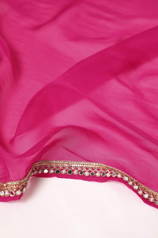 Soch Womens Fuchsia Dupion Silk Suit Set With Mirror Work