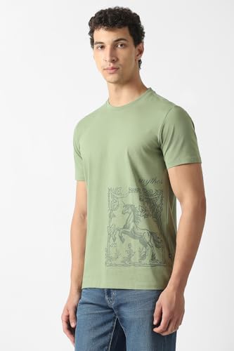 Men Green Graphic Print Crew Neck T-Shirt