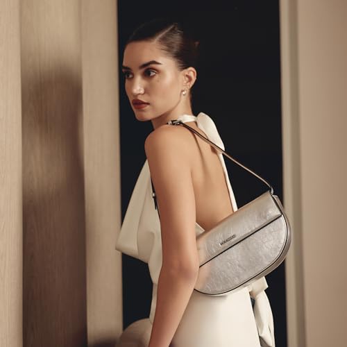 Miraggio Faith Shoulder Bag With Adjustable & Detachable Strap | Shoulder Bags For Women | Cluthch Silhouette | Gift Items For Women (Silver)