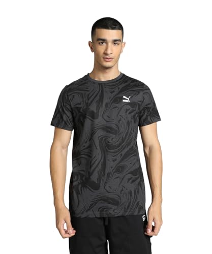 Puma Men's Graphic Print Slim Fit T-Shirt (676041_Asphalt-White