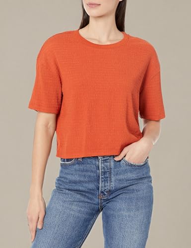 Calvin Klein Women's Missy Vertical Foli Logo T, Clay, S