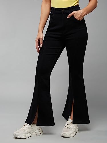 Miss Chase Women's Bootcut High Rise Regular-Length Stretchable Denim Jeans (MCSS18DEN02-19-334-26, True Black, 26)