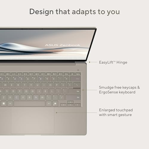 ASUS Zenbook A14, Snapdragon X Processor,(Qualcomm Adreno iGPU/16GB RAM/512GB SSD/Windows 11 Home/MS Office 365 Basic (1Year)*/14" FHD+ OLED/AI PC/Zabriskie Beige/0.98 kg),UX3407QA-QD258WS