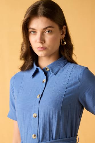 Women Blue Textured Casual Dress