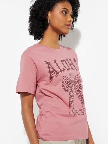 Max URB_N Women Printed Relaxed Fit T-Shirt (Pink_XL)
