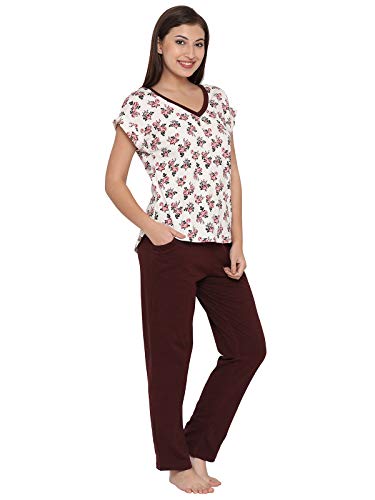 Clovia Women's Pyjama Set (LS0364P09L_Red_Large)
