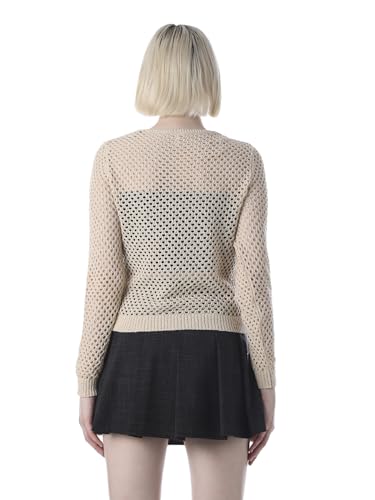 ONLY Women's Self Design Regular Fit Beige Top