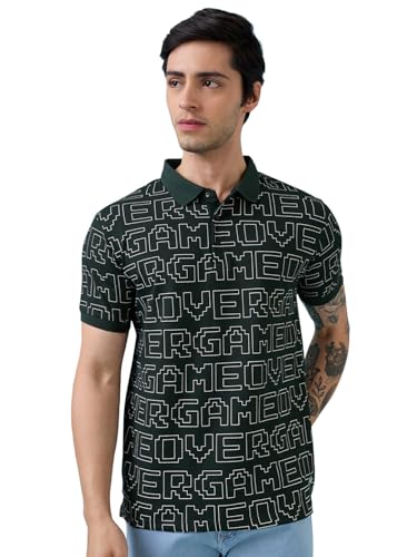 Status Quo Men's Typography Printed Polo Collar Half Sleeves Regular Fit Tshirt | Polo Collar | Pure Cotton | B Green | 3XL Size