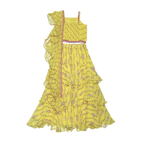 BIBA Girls PRINTED STRAIGHT KID(KWSPRING SONGS5915_LIME YELLOW_15)
