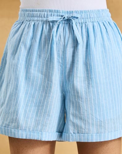 Fabindia Blue Cotton Chikankari Top & Shorts Set