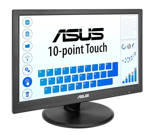 ASUS 15.6" 1080P Touch Monitor (VT169HE) - Full HD, 10-Point Touch Display, IPS, Wide Viewing Angle, Frameless, Eye Care, No Flicker, Low Blue Light, HDMI, Compliance
