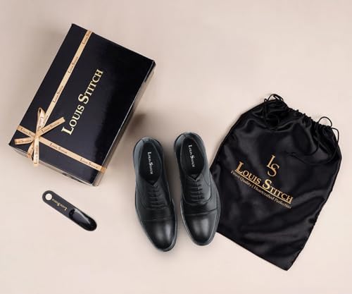 LOUIS STITCH Jet Black Lightweight Derby Shoe | Formal Shoes for Men | LSFXCTJB | UK-8
