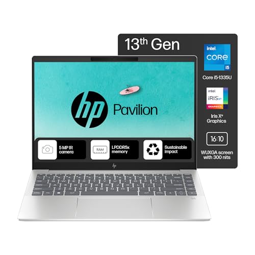 HP Pavilion Plus, 13th Gen Intel Core i5-1335U Laptop (16GB DDR5, 512GB SSD) IPS WUXGA Anti-Glare, 14"/35.6cm, Win 11, M Care Pack 2 Years Additional Warranty with Onsite Support