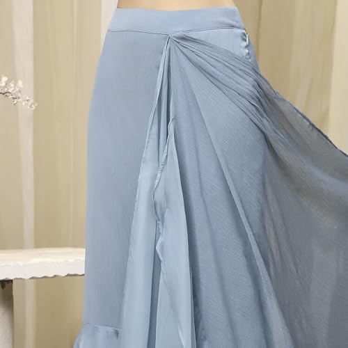 BIBA Women Ice Blue Peplum Pre-Draped Saree_34
